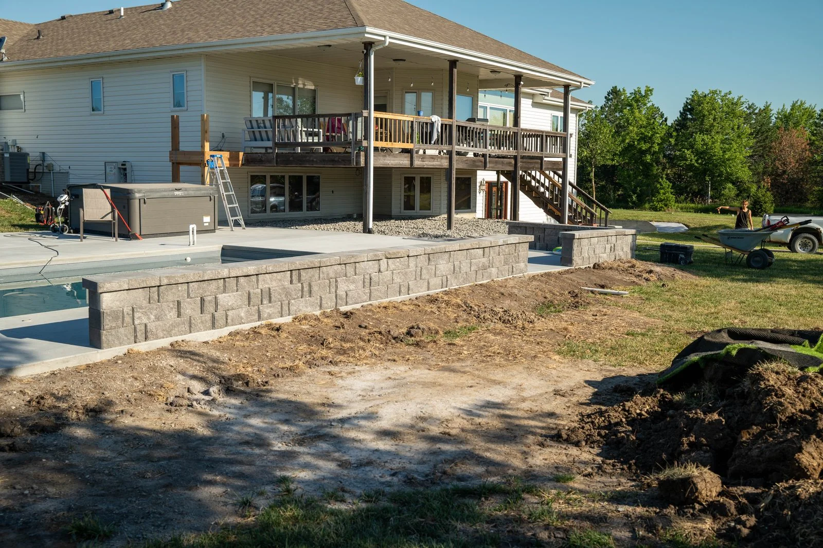 Backyard patio with sitting wall Lincoln NE
